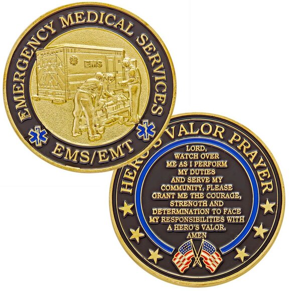 EMS Medic Prayer Coin EMS Medic Challenge Coin Gift for Emergency Service Worker - Picture 1 of 3